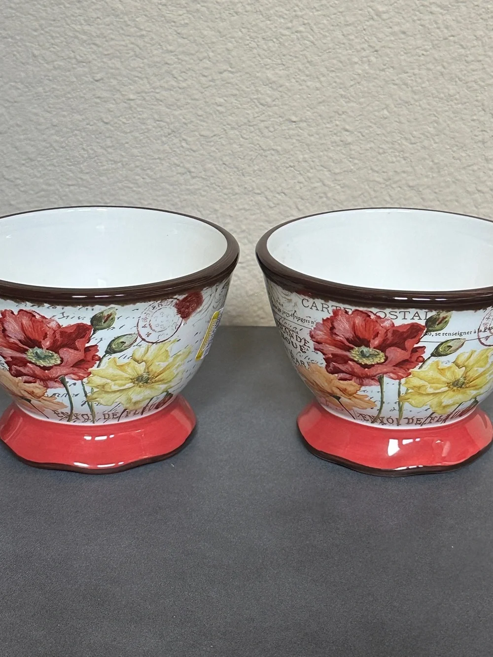 Pier 1 Imports Earthenware Bowls, Set Of 2, 5” Diameter, “Spring Blooms” Pattern